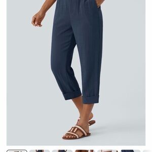 NWT Halara Women's Navy Cropped Linen pants